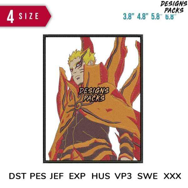 Naruto anime embroidery design in 4 sizes, compatible with DST PES JEF formats for instant download