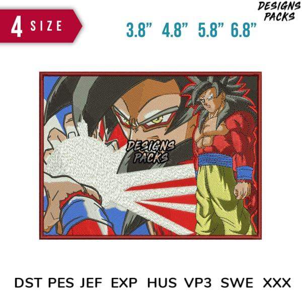 Dragon Ball Z embroidery design in 4 sizes, print-ready PES DST formats for apparel and crafts