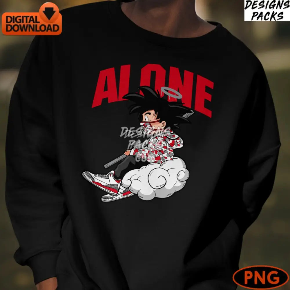Anime Boy Cloud Digital Art Instant Download Manga Style Colorful Png Cool Urban Teen Graphic Print