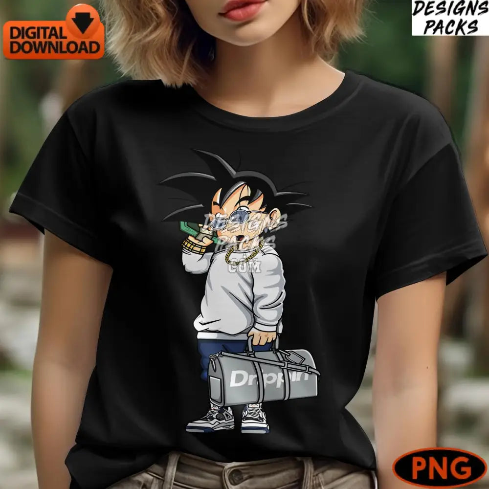 Anime Character Cool Boy With Glasses Digital Png File Instant Download Trendy Outfit Illustration