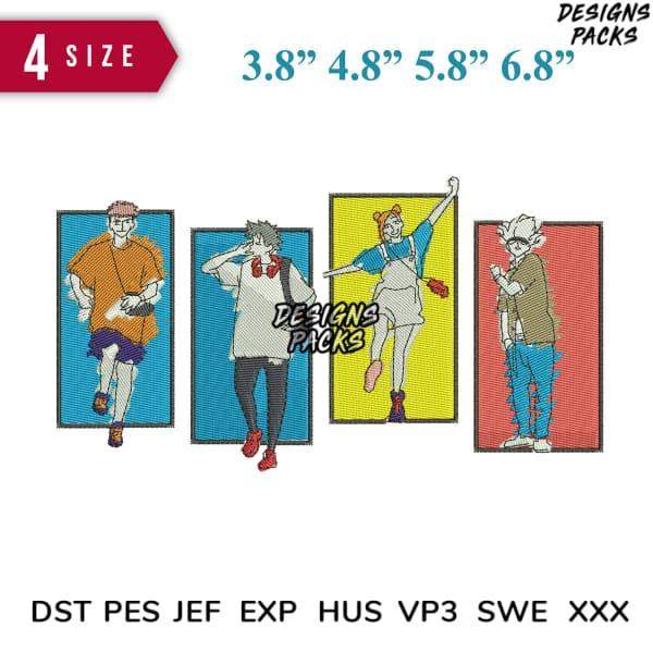 4-size embroidery designs for DTF/DTG, 3.8”-6.8”, in DST PES JEF formats, instant download