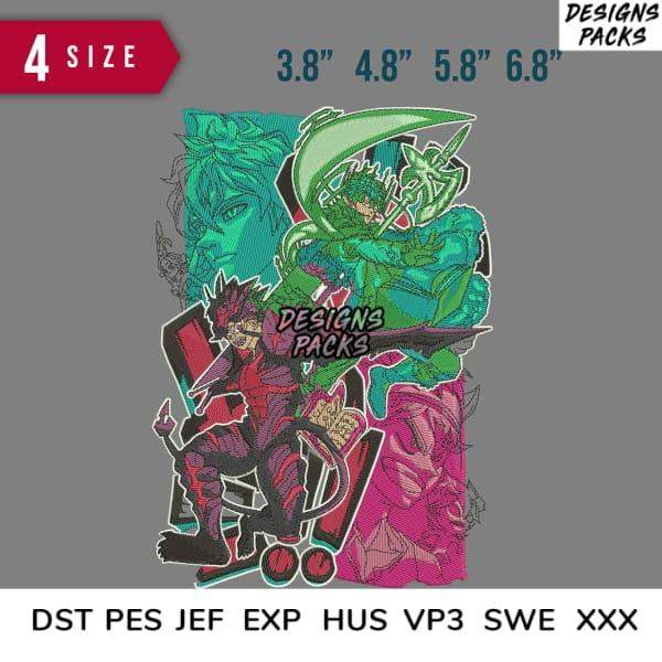 Anime-style DTF/DTG design bundle with 4 sizes, print-ready PNG & embroidery formats for t-shirts