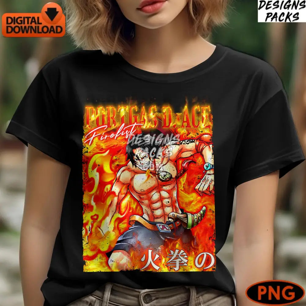 Anime Fire Hero Character Digital Art Instant Download Manga Style Png Colorful Illustration