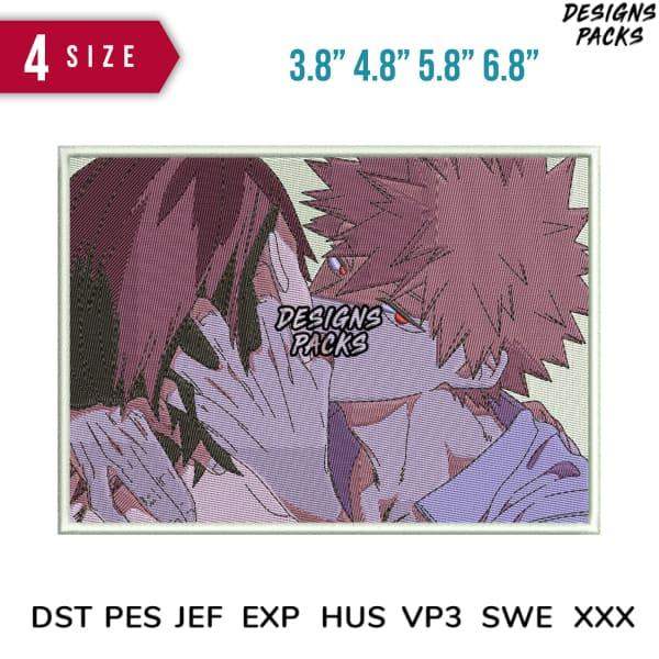 Anime character embroidery design in multiple sizes, print-ready formats for DTG and DTF