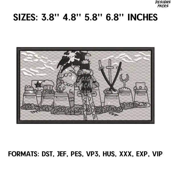 Anime One Piece Embroidery Design File, One Piece Anime Embroidery Design, Machine Embroidery, Anime Pes Design Brother