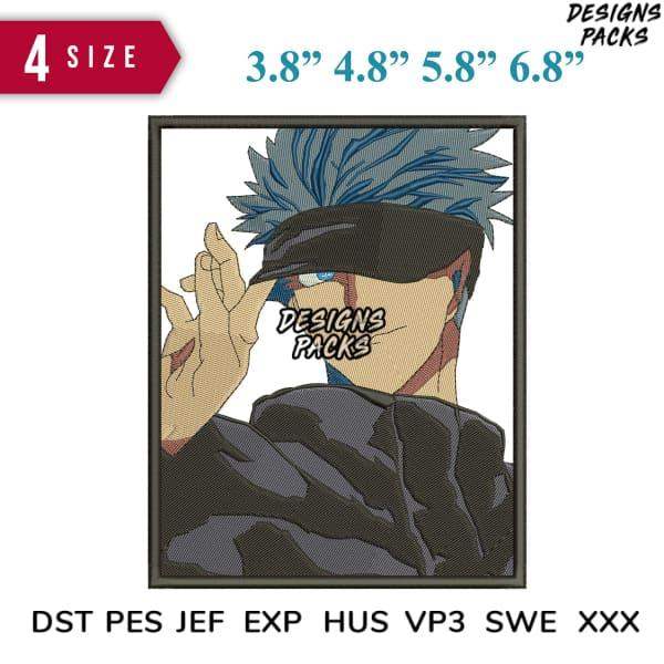 Anime character embroidery design in 4 sizes, PES DST EXP formats, print-ready for DTG or DTF