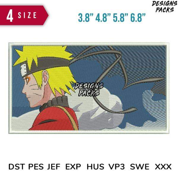 Naruto embroidery design in 4 sizes, print-ready PES DST EXP formats for machine embroidery projects
