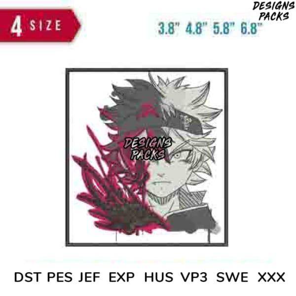 Anime character embroidery design in 4 sizes, DST PES JEF formats, print-ready for DTG/DTF