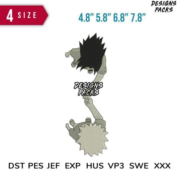 Anime-style embroidery design with 4 sizes, DST PES JEF formats, print-ready for DTG or DTF