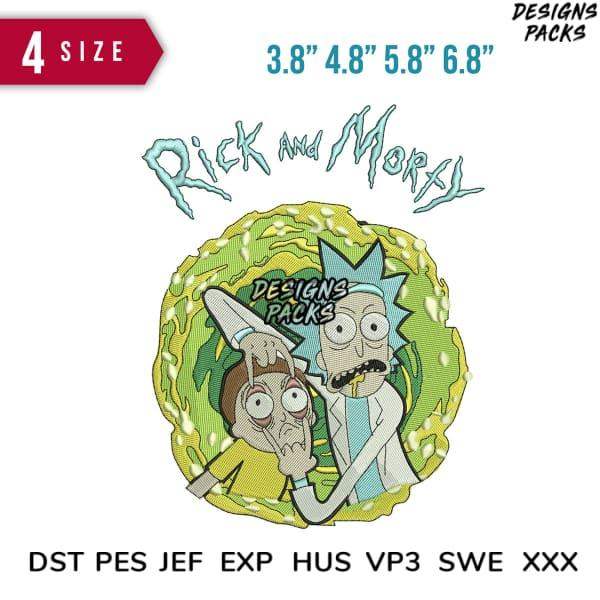 Rick and Morty embroidery design in 4 sizes, PES DST JEF formats for instant download