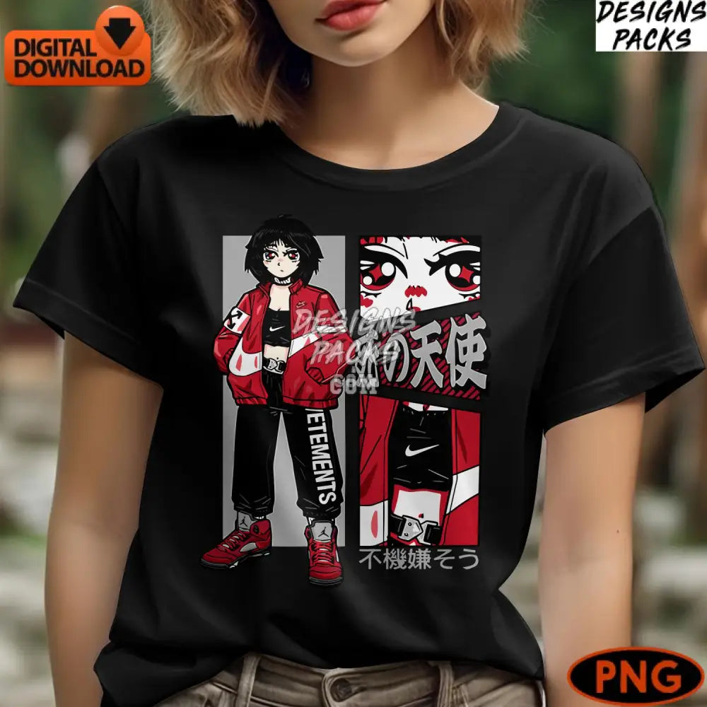 Anime Style Streetwear Digital Art Cool Urban Fashion Character Design Instant Download