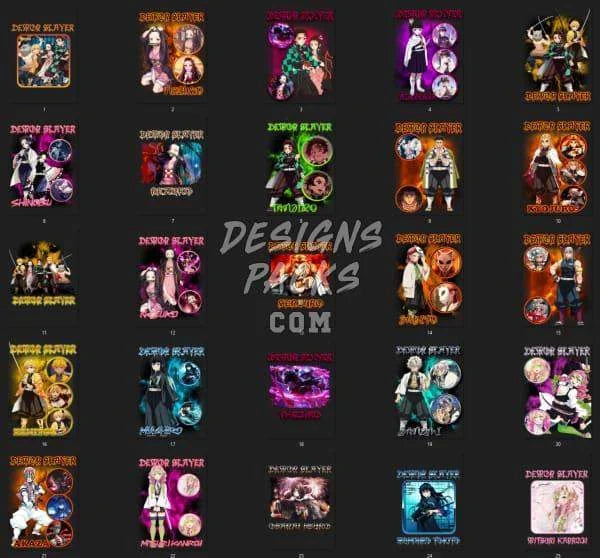 25 Anime Bootleg v1 Bootleg Designs Bundle PNG