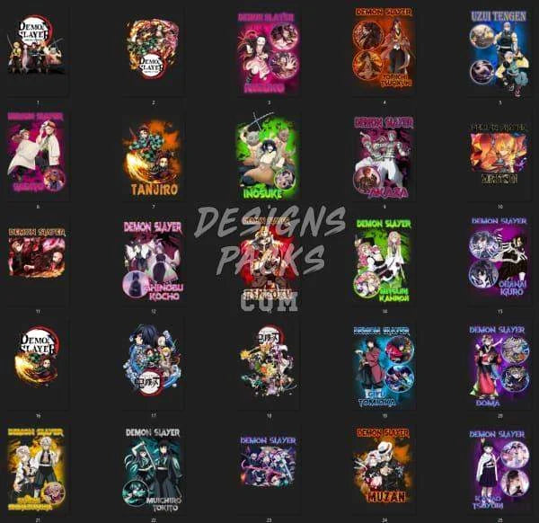 25 Anime Bootleg v2 Bootleg Designs Bundle PNG