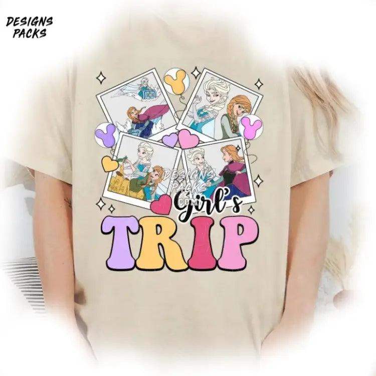 Anna And Elsa Girls Vacation Cartoon Frozen Trip Png Design