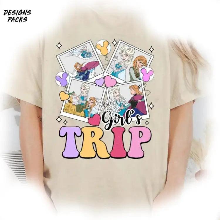 Anna And Elsa Girls Vacation Cartoon Frozen Trip Png Design