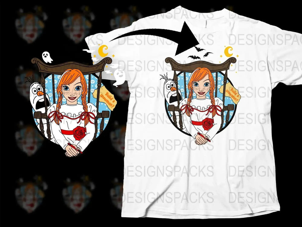 Anna And Olaf Build A Snowman Halloween Png Digital Download