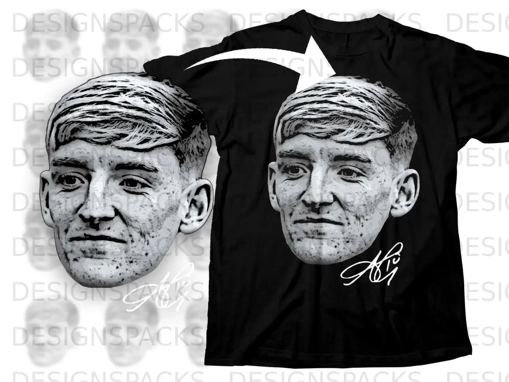 Black T-Shirt with Iconic Face Design Graphic Print