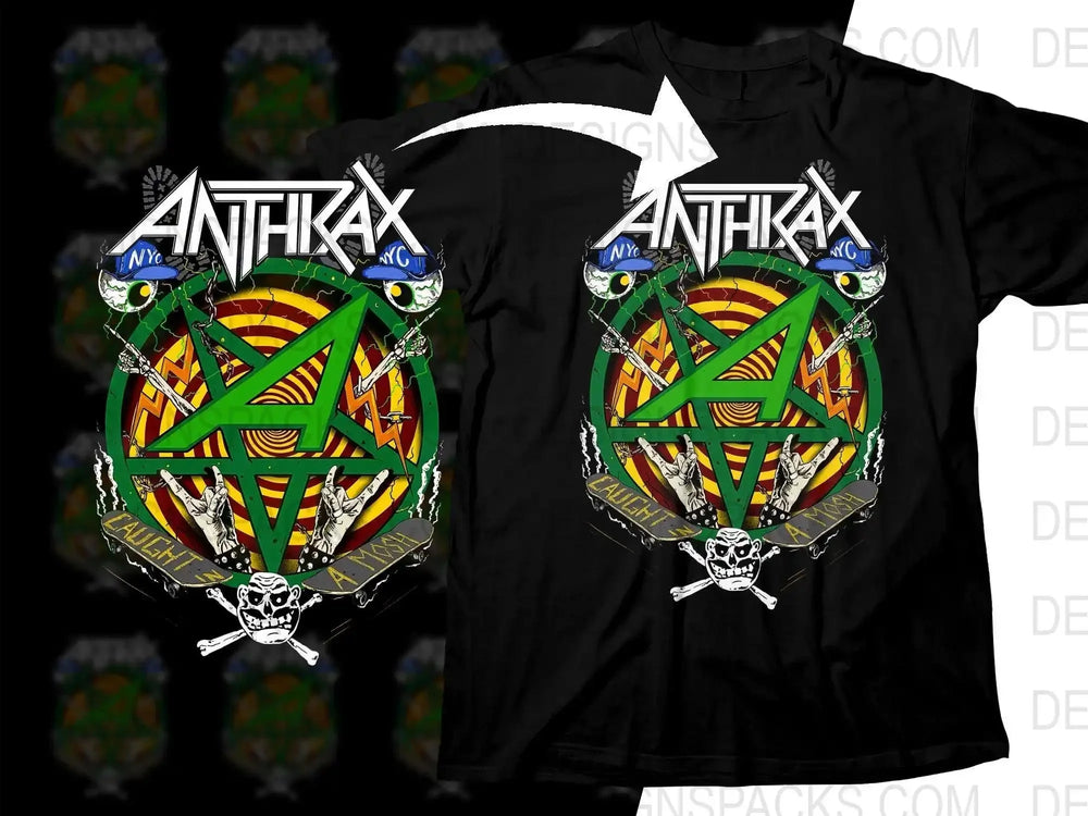 Anthrax Colorful Psychedelic Design with Skateboards Png Halftone Digital Download