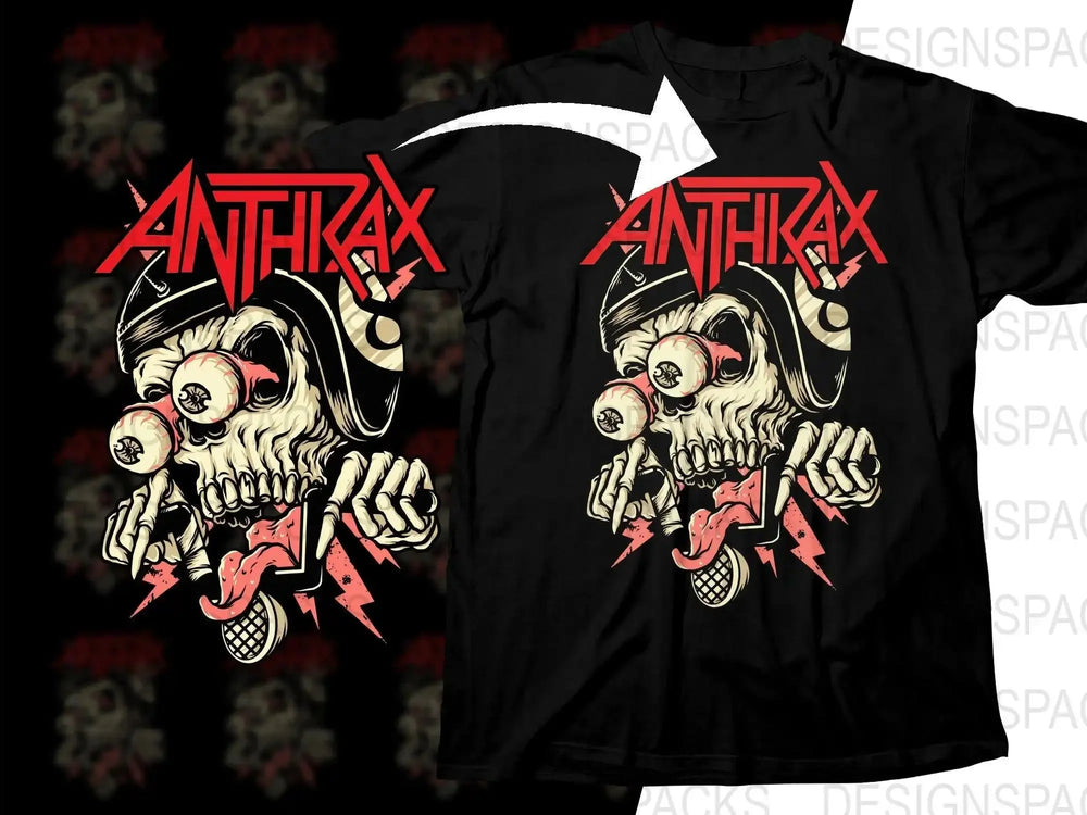 Anthrax Edgy Skull Graphic With Microphone Design Png Design Digital Download
