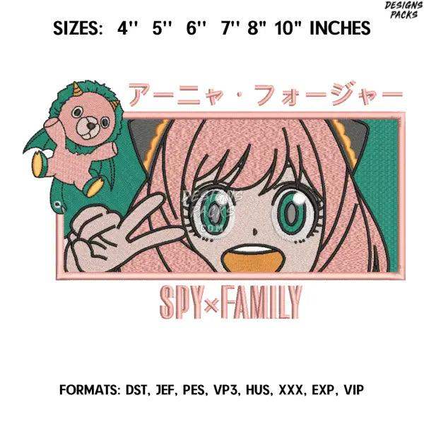 Anya Forger Embroidery Design File, Spy x Family Anime Embroidery Design, Machine embroidery, Anime Pes Design Brother