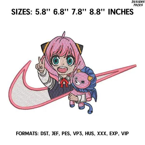 Anya Forger Embroidery Design File, Spy x Family Anime Embroidery Design, Machine embroidery, Anime Pes Design Brother
