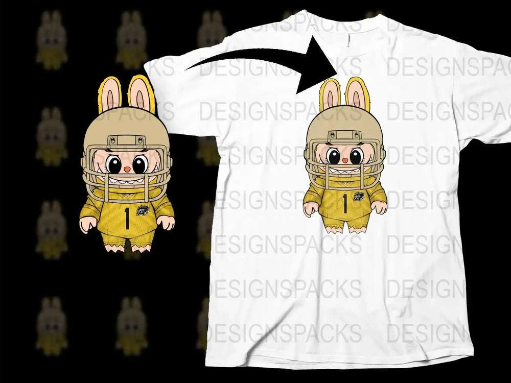 Cute Cartoon Rabbit Football Player T-Shirt, Kids Sports Graphic Tee, Unisex Football Design Shirt