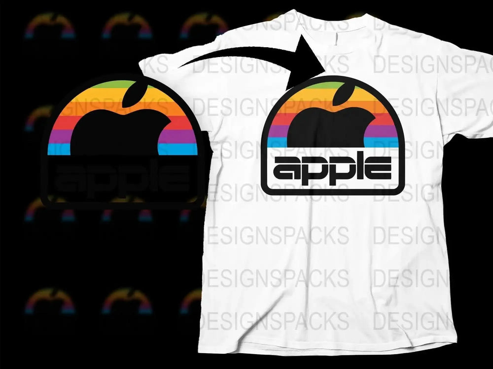 Apple Retro Logo Design Png Digital Download
