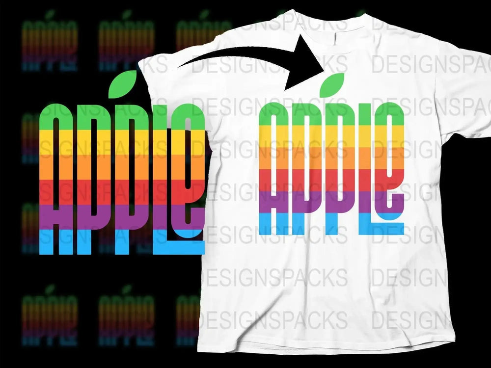 Apple Retro Logo Design Png Digital Download