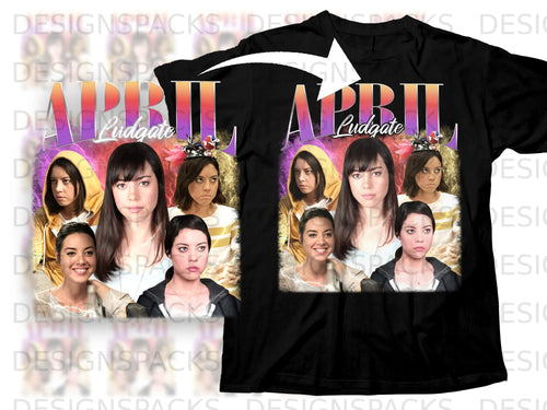 Collage featuring actress Aubrey Plaza as April Ludgate from Parks and Recreation.