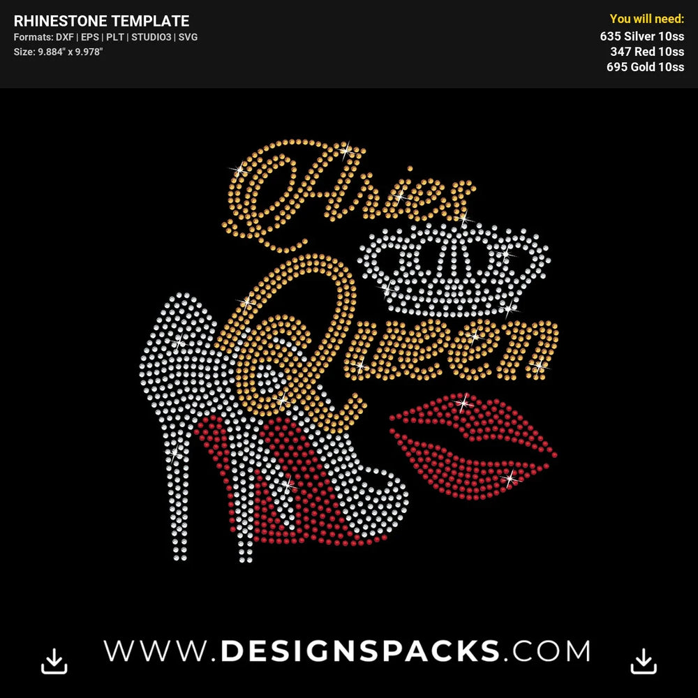 Aries Queen Kiss Rhinestone Digital Template