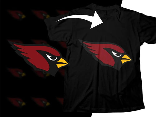 Arizona Cardinals logo on black t-shirt, print-ready design for DTG or DTF