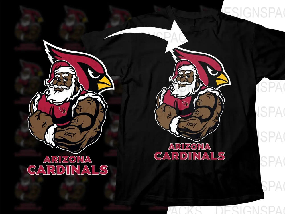 Arizona Cardinals Black Santa Christmas Football Png Digital Download