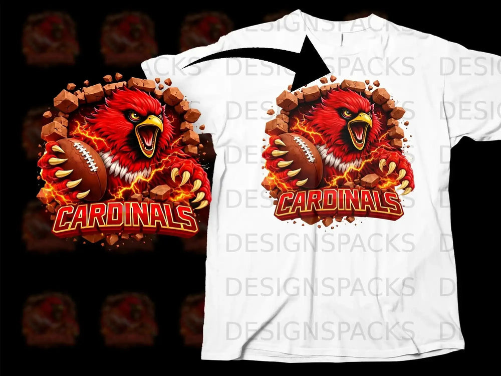 Fierce Cardinals Football Sports Fan T-Shirt