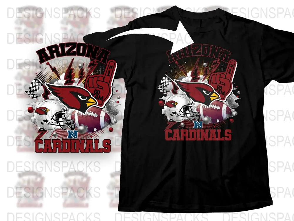 Arizona Cardinals Graphic T-Shirt, NFL Team Sports Apparel, Fan Wear Black Tee, Unique Football Design Shirt