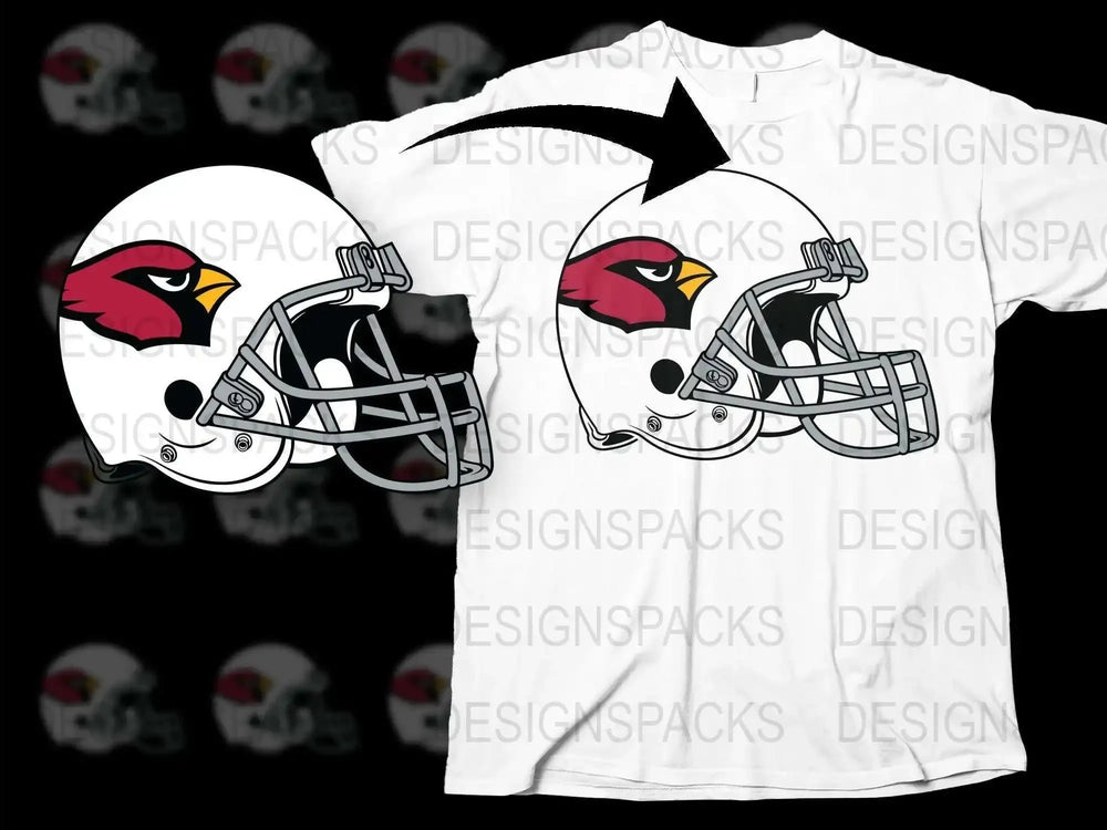 Arizona Football Helmet Graphic T-Shirt, Casual Sports Fan Apparel, White Cotton Tee with Team Logo Design