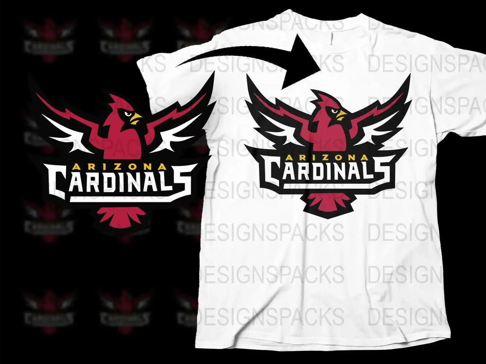 Arizona Cardinals Inspired Graphic T-Shirt, Bold Red Bird Logo, Sports Fan Apparel, Unisex White Tee