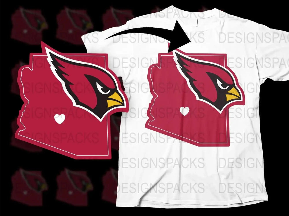 Custom Arizona Cardinal Inspired T-Shirt, Vinyl Car Decal Bundle, Fan Gear Set, Red Bird Design, Sports Fan Apparel and Stickers
