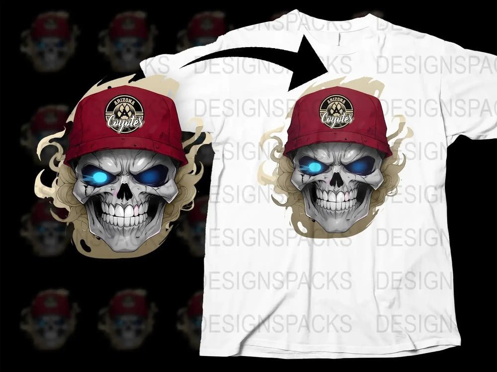 Arizona Coyotes Skull with Hat Sports Fan Png Digital Download