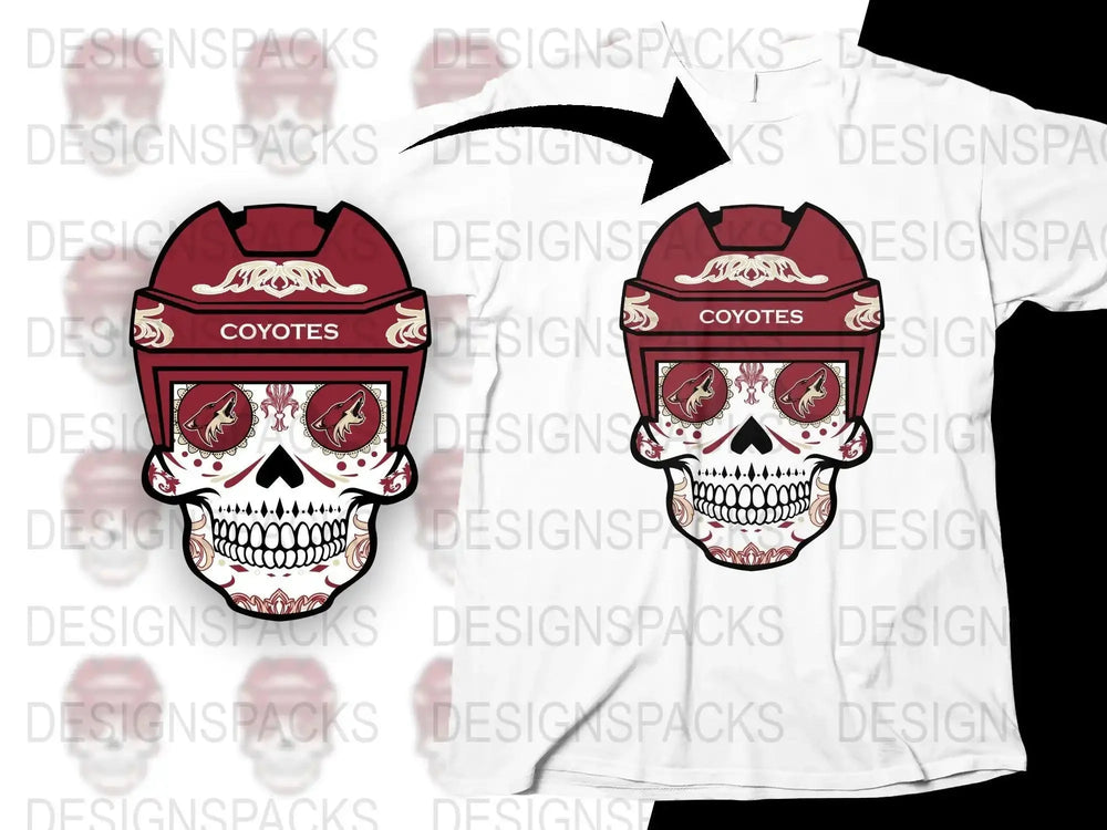 Arizona Coyotes Sugar Skull Hockey Graphic Png Digital Download