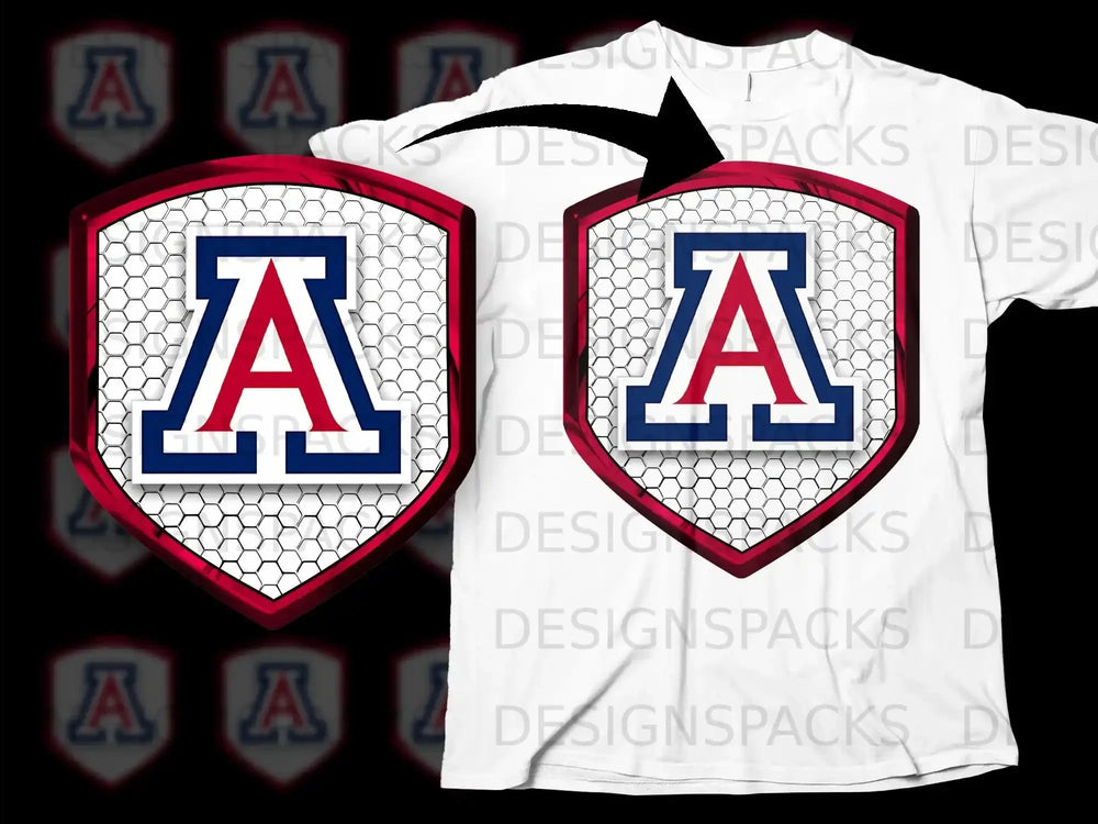 Arizona Wildcats Shield Logo Graphic Design T-Shirt