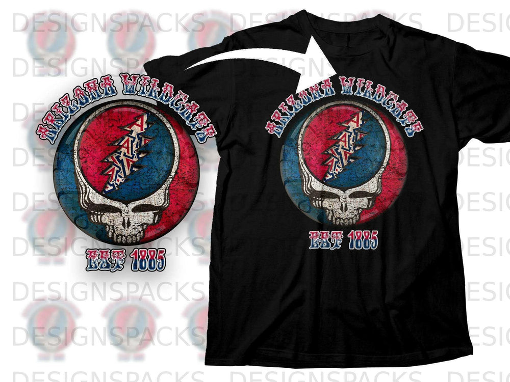 Arizona Wildcats EST 1885 Skull Graphic T-Shirt
