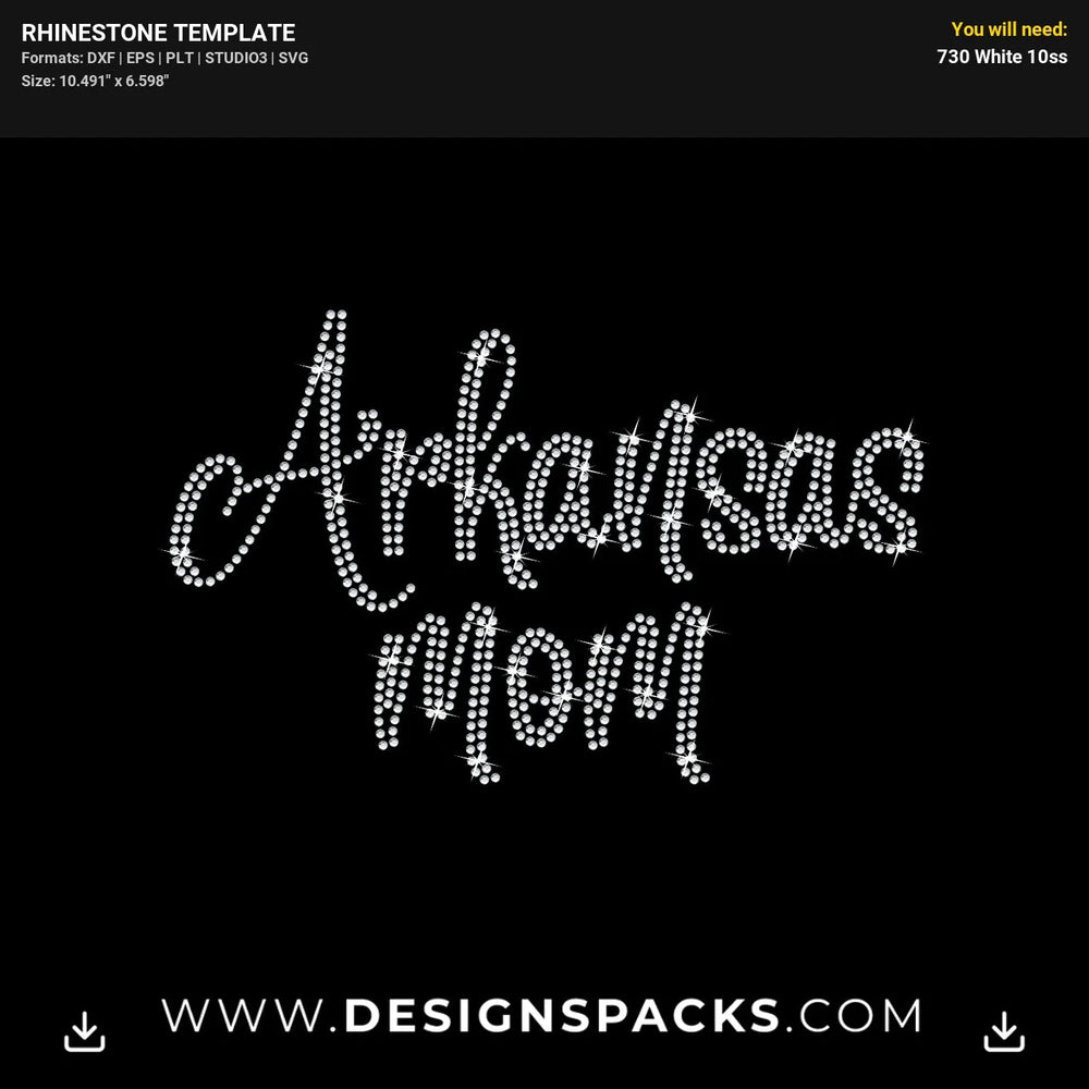 Arkansas Mom State Pride Shirt Rhinestone Digital Template