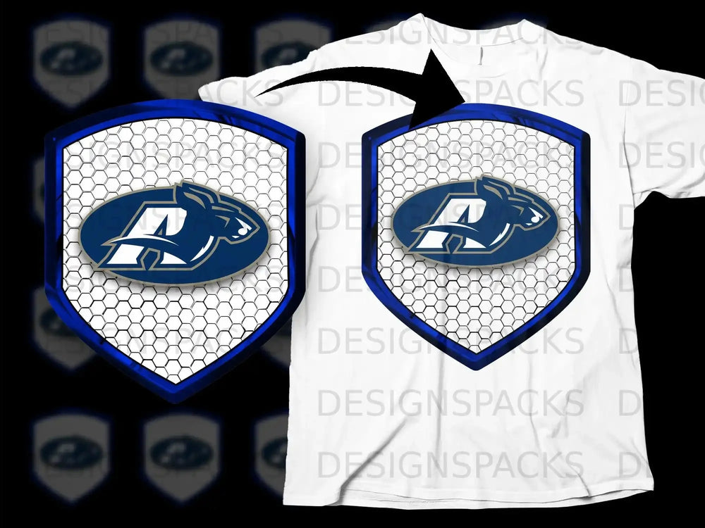 University Blue Emblem Design on White Shirt Product