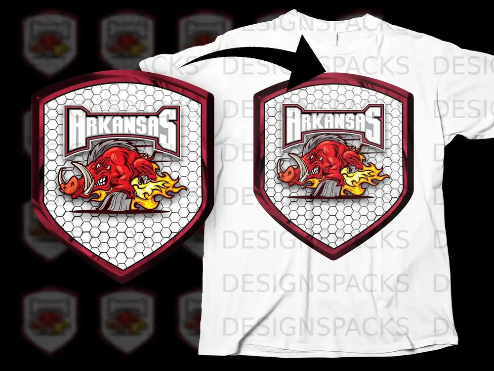 Arkansas Fierce Boar Emblem T-Shirt Design