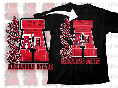 Arkansas State University Red Wolves Graphic T-Shirt, College Apparel, Fan Gear