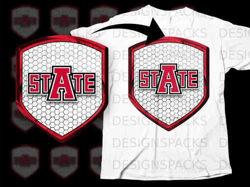 State A Shield Design Sports Team Fan T-Shirt