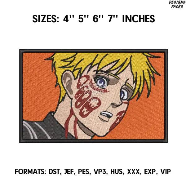 Armin Embroidery Design File, Attack on Titan Anime Embroidery Design, Armin Colossal Titan anime embroidery design