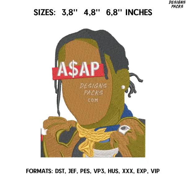 ASAP Rocky  Embroidery Design File, Music Embroidery Design,.