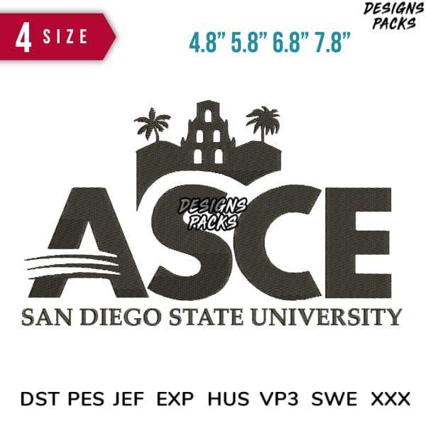 ASCE San Diego State University design with palm trees, available in multiple embroidery formats