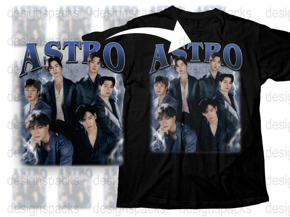 Astro Band Graphic T-Shirt, K-Pop Music Fan Merch, Trendy Pop Star Group Tee, Unisex Cotton Shirt